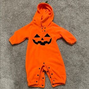 Orange Pumpkin Hooded Baby Onesie